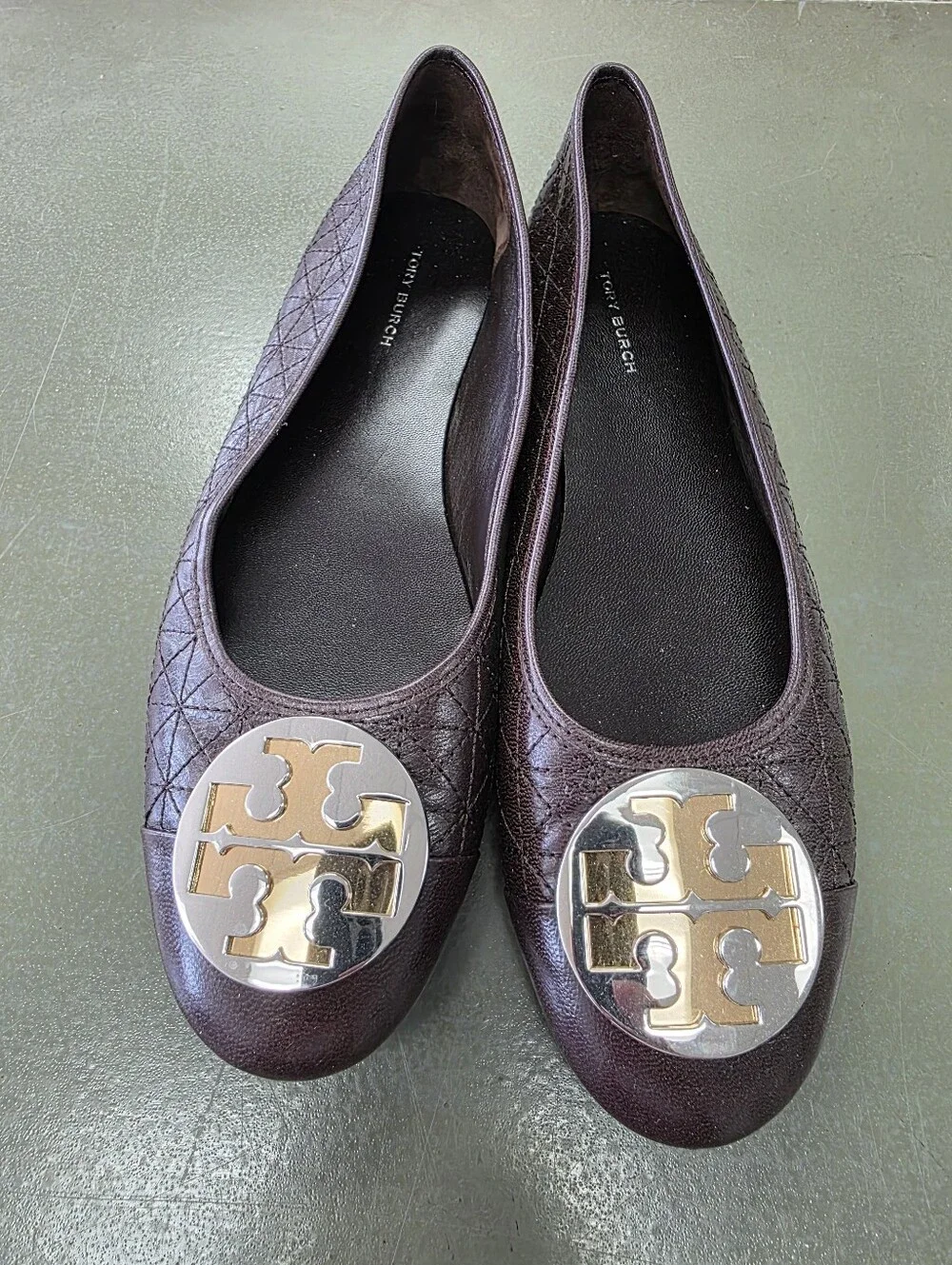 Tory Burch Sz 9.5 Brown Claire Quilted Ballet Flats $268.00